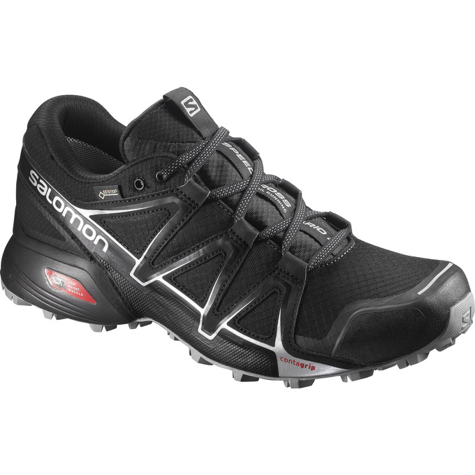 Salomon Singapore Mens Trail Running Shoes - SPEEDCROSS VARIO 2 GTX® Black | 07854-NQFY